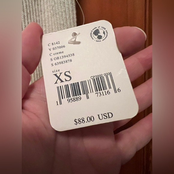 Free People Beach Ryan Ribbed Knit Midi Dress Slit Hem Relaxed Ivory Size XS - Picture 7 of 10